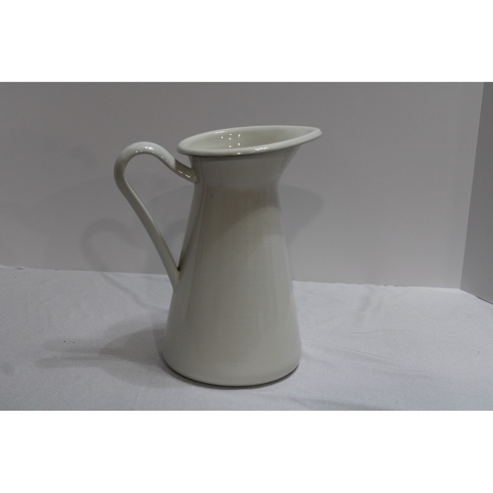 IKEA Sockerart White Enamel Steel Pitcher Vase Scandinavian Farmhouse Decor 8in